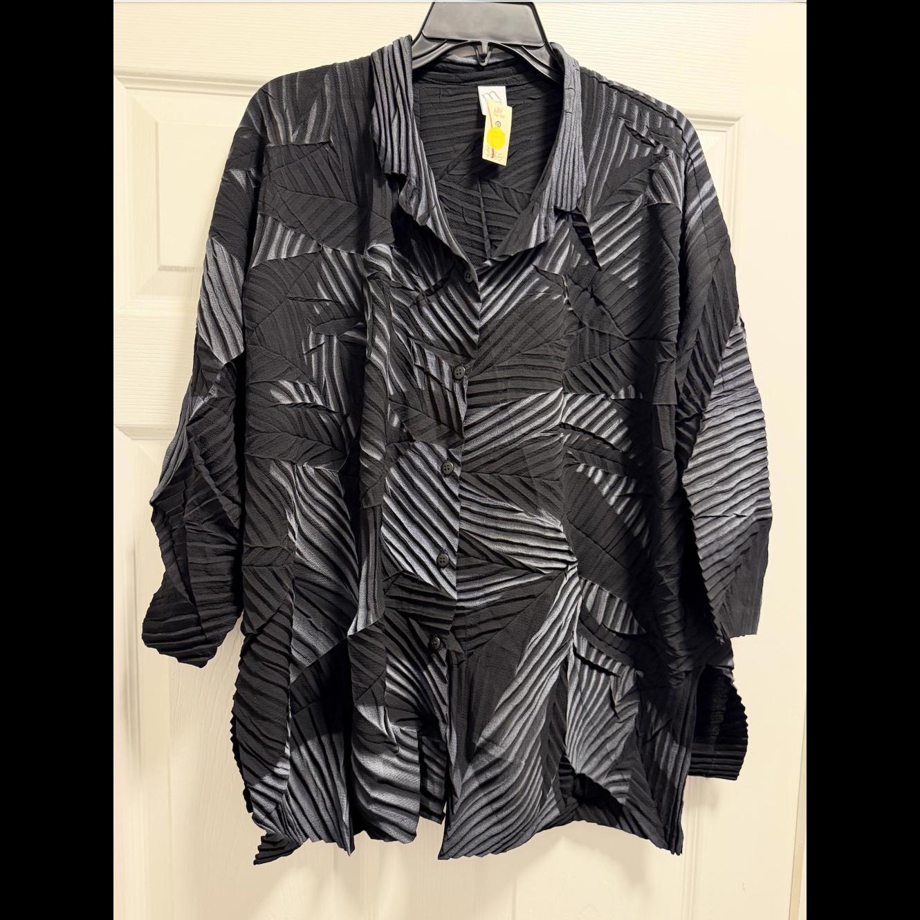 M Square Crinkle Textured Blouse One Size Made In Usa
